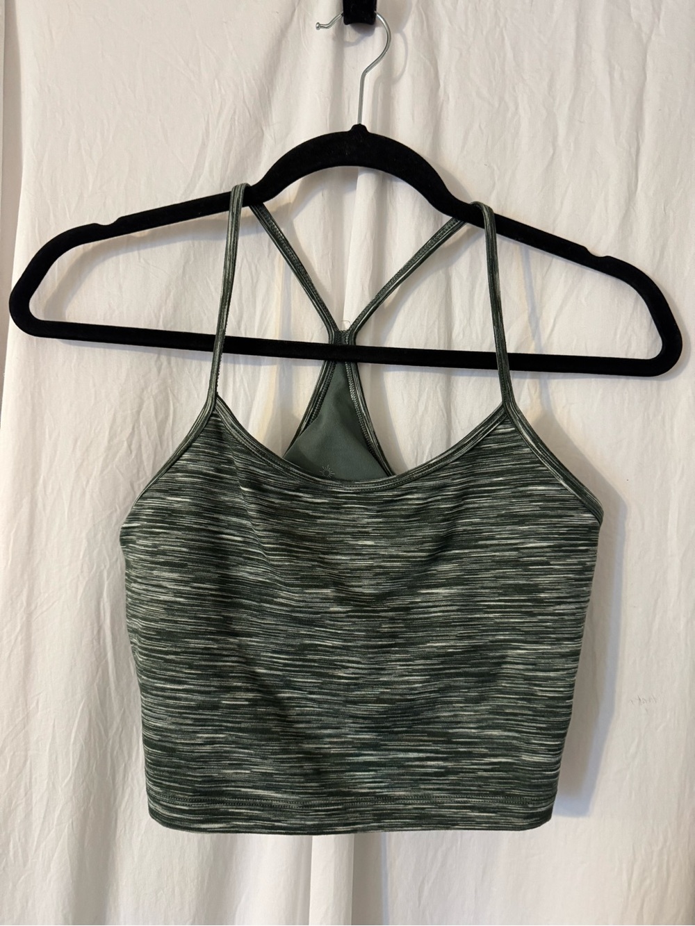 Aerie Olive Space-Dye Racerback Crop Cami with shelf bra Size Medium.